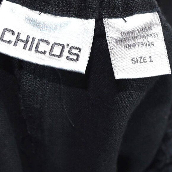 Vintage Chico’s Black 100% Linen Crop Pants Sz 1 Relaxed Fit Minimalist Coastal - Picture 8 of 9